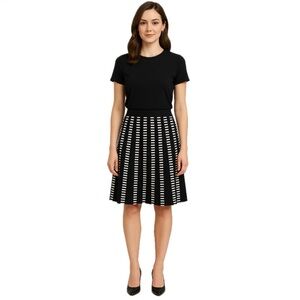 OHNE TITEL, Black & White Graphic Knit A-Line Skirt – Size M